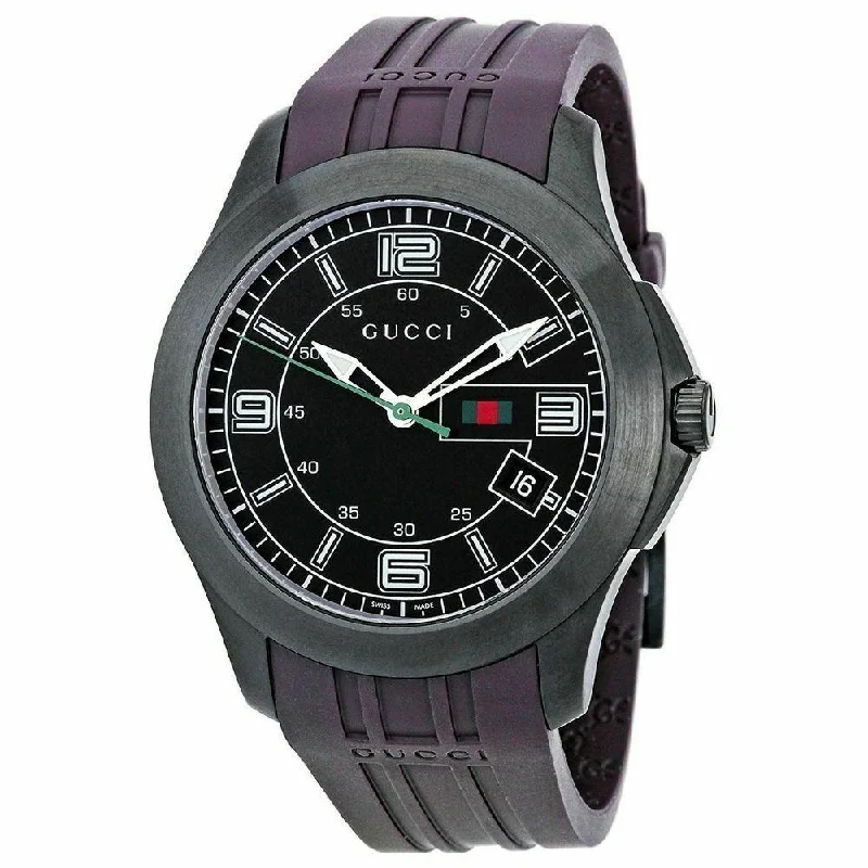 Pure quartz watches-Gucci Men's YA126203 G-Timeless Black Rubber Watch