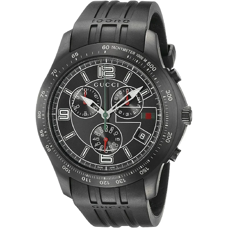 Wide band watches-Gucci Men's YA126206 G-Timeless Chronograph Black Rubber Watch