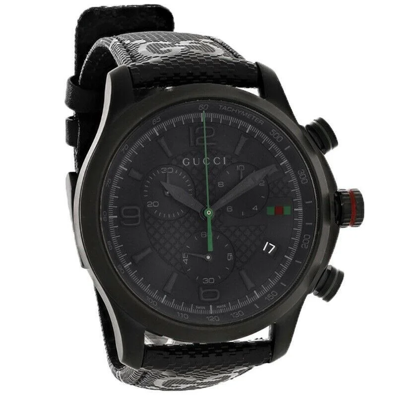 Rose dial watches-Gucci Men's YA126244 G-Timeless Chronograph Black Fabric Watch