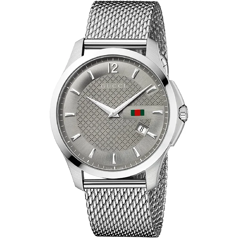 Etched rim watches-Gucci Men's YA126301 G-Timeless Anthracite Stainless Steel Watch