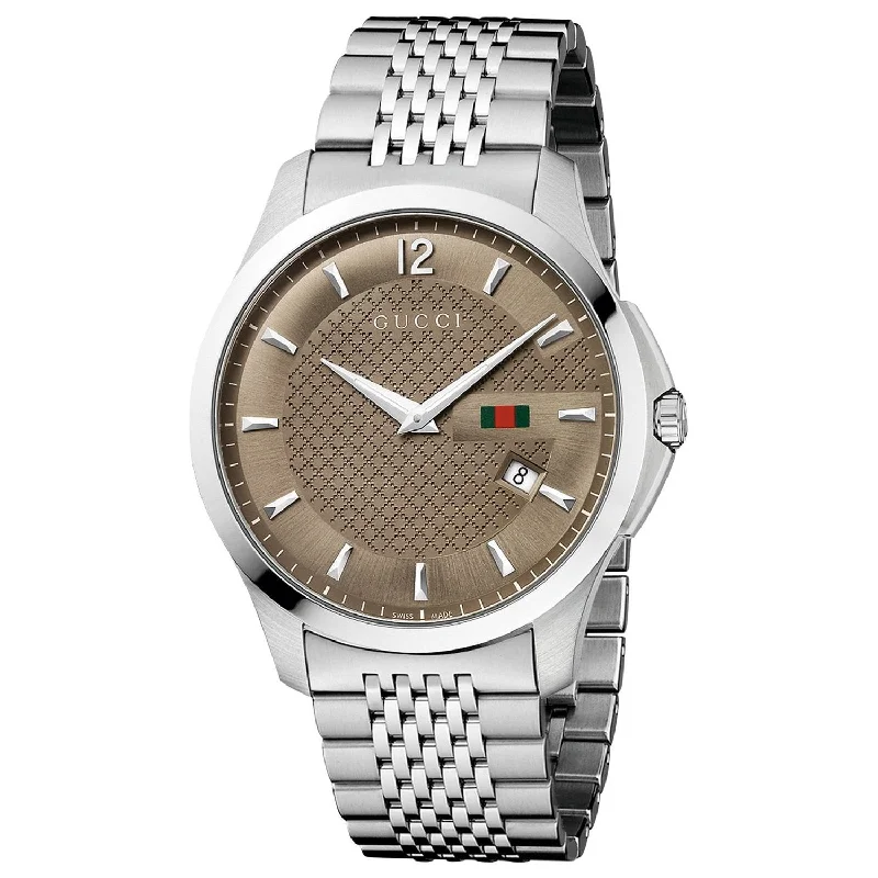 Polished gold watches-Gucci Men's YA126310 G-Timeless Stainless Steel Watch