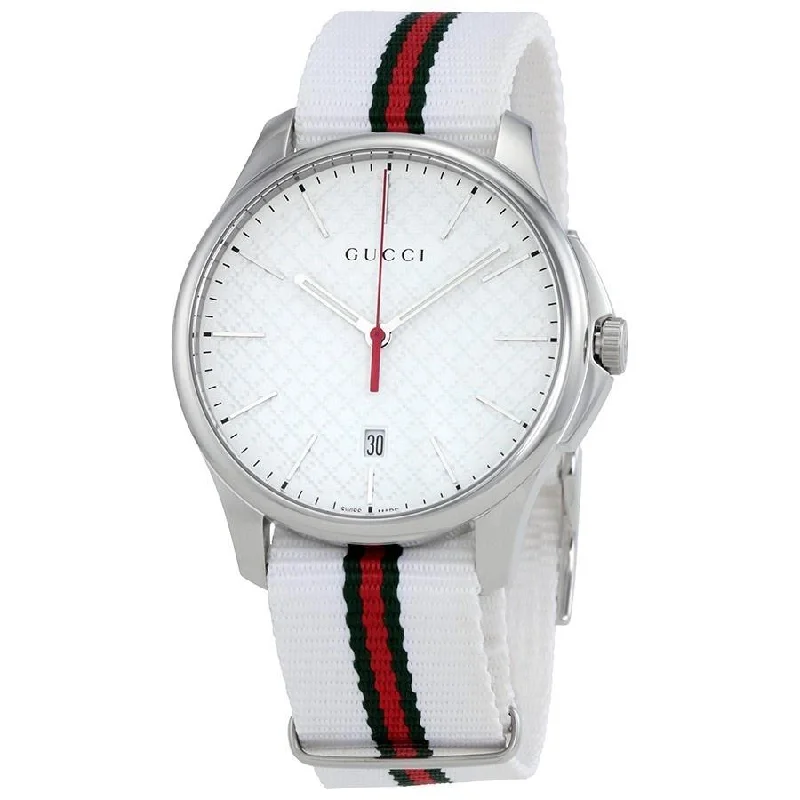 Retro dial watches-Gucci Men's YA126323 G-Timeless Red, Green and White Nylon Watch