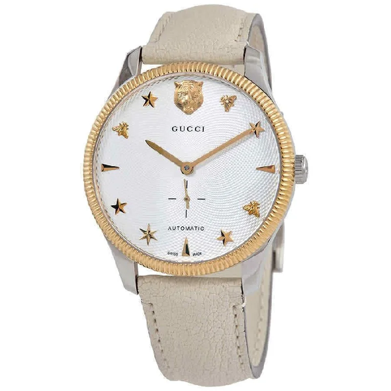 Vivid color watches-Gucci Men's YA126348 G-Timeless White Leather Watch