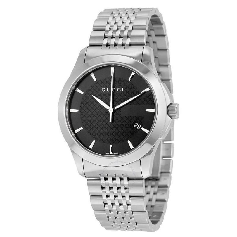 Wide square watches-Gucci Men's YA126402 G-Timeless Medium Stainless Steel Watch