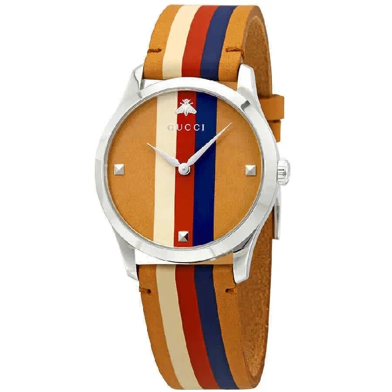 Bright rim watches-Gucci Men's YA1264078 G-Timeless Multicolor Leather Watch