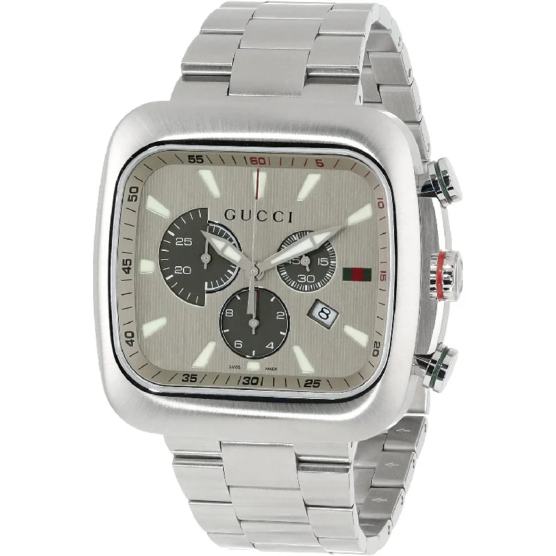 Eco leather watches-Gucci Men's YA131201 Coupe Chronograph Stainless Steel Watch