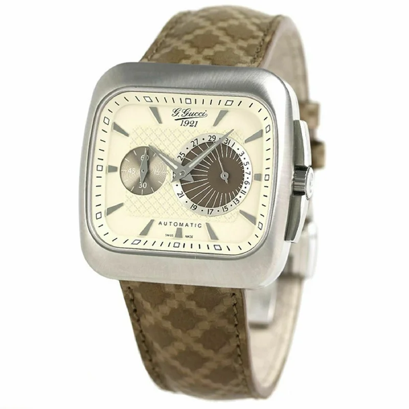 Daily bold watches-Gucci Men's YA131307 Coupe Brown Leather Watch