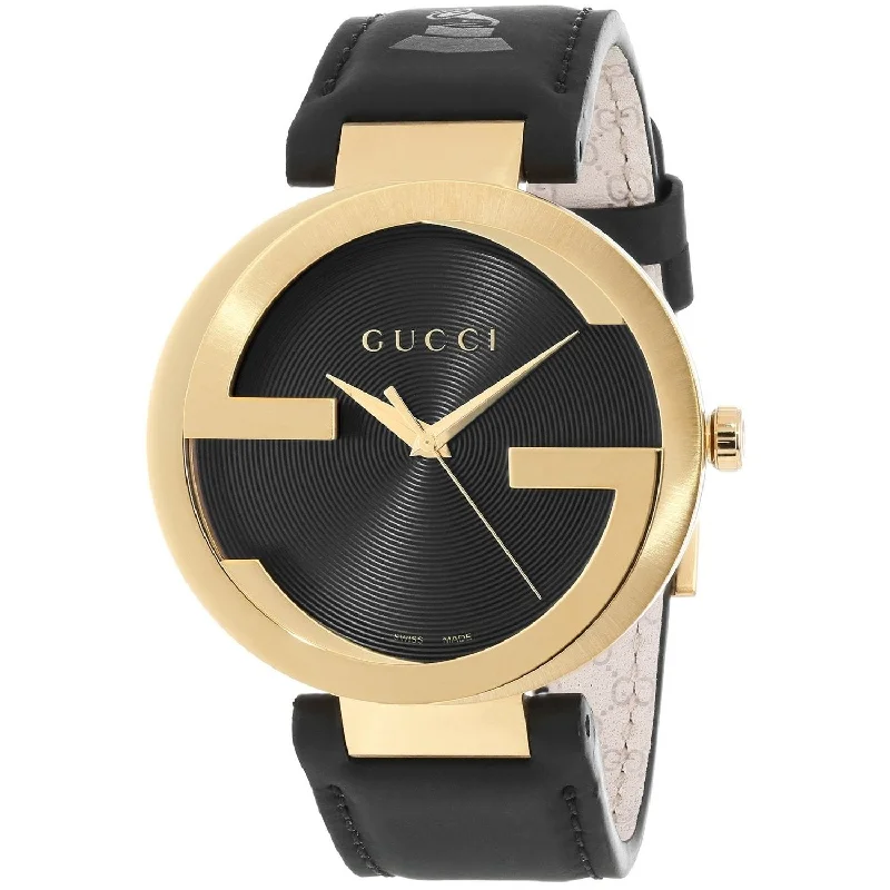 Sleek leather watches-Gucci Men's YA133208 Interlocking-G Grammy Special Edition Black Leather Watch