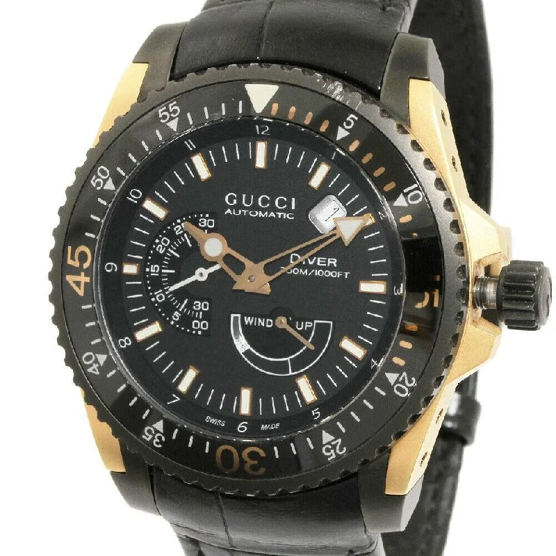 Fine square watches-Gucci Men's YA136202 Dive Black Leather Watch