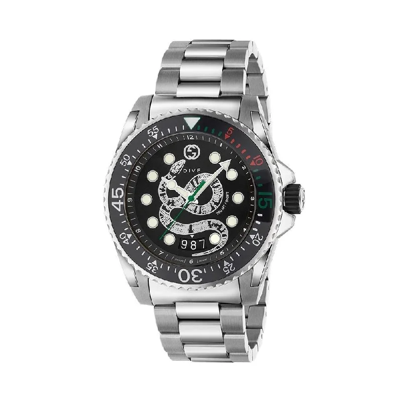 Handmade strap watches-Gucci Men's YA136218 Dive Stainless Steel Watch